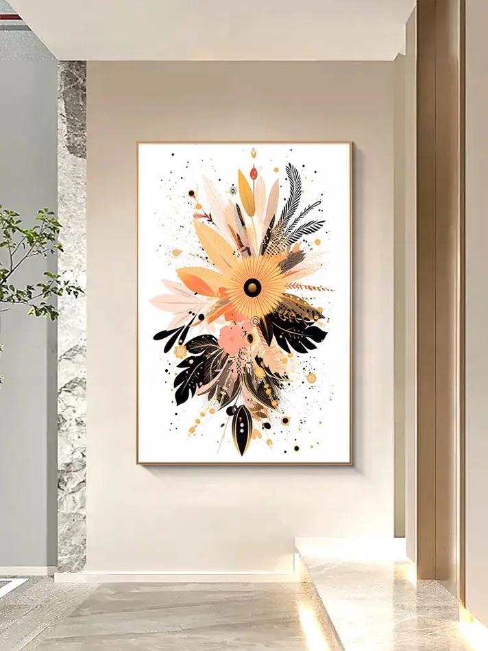 抽象艺术北欧风格高级感玄关客厅走廊过道装饰竖版落地画