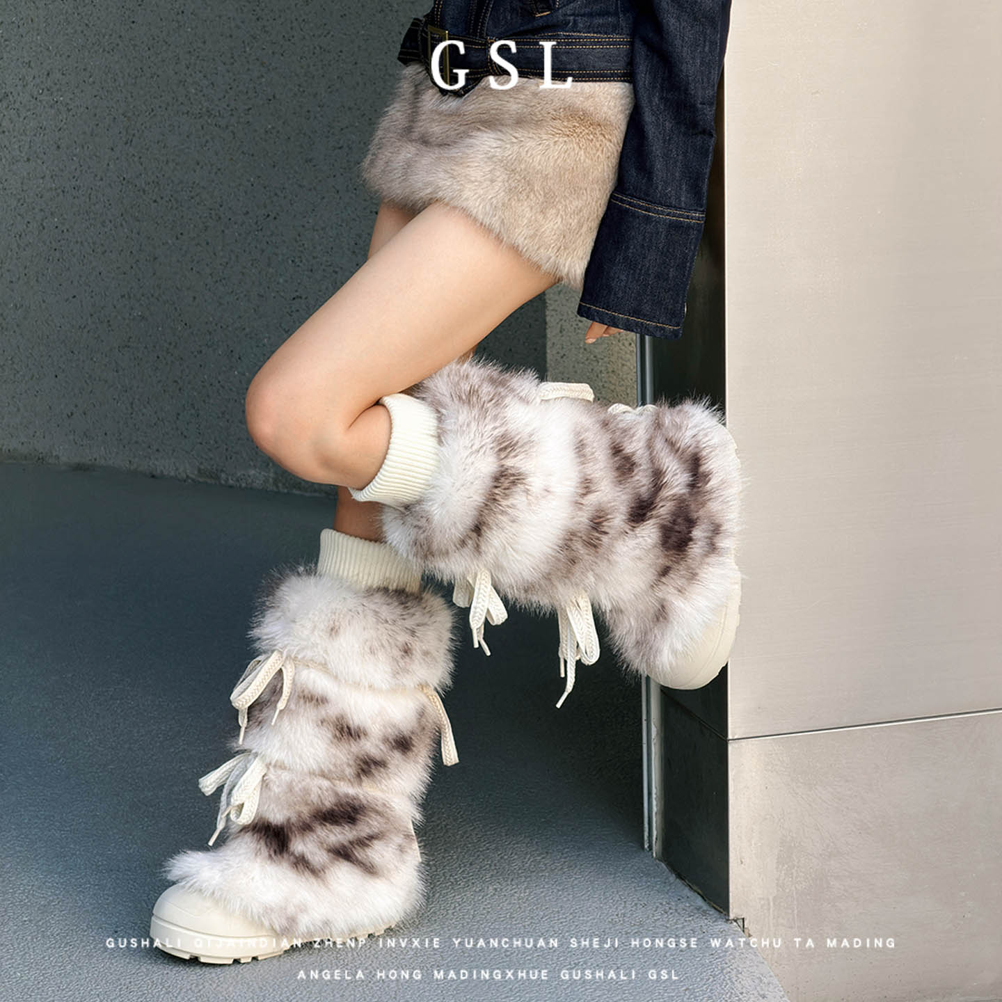 【雪豹系列】小众设计冬季雪地靴毛毛棉鞋厚底长筒靴加绒瘦瘦靴女