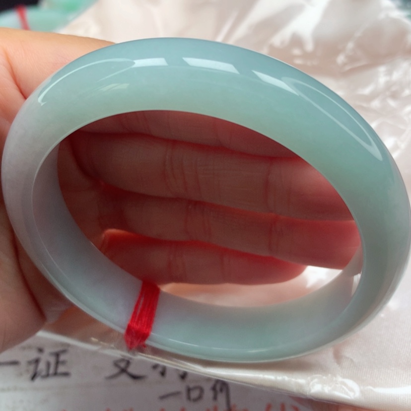 【闪购商品】翡翠手镯未镶嵌冰糯浅绿手镯6263圈43号
