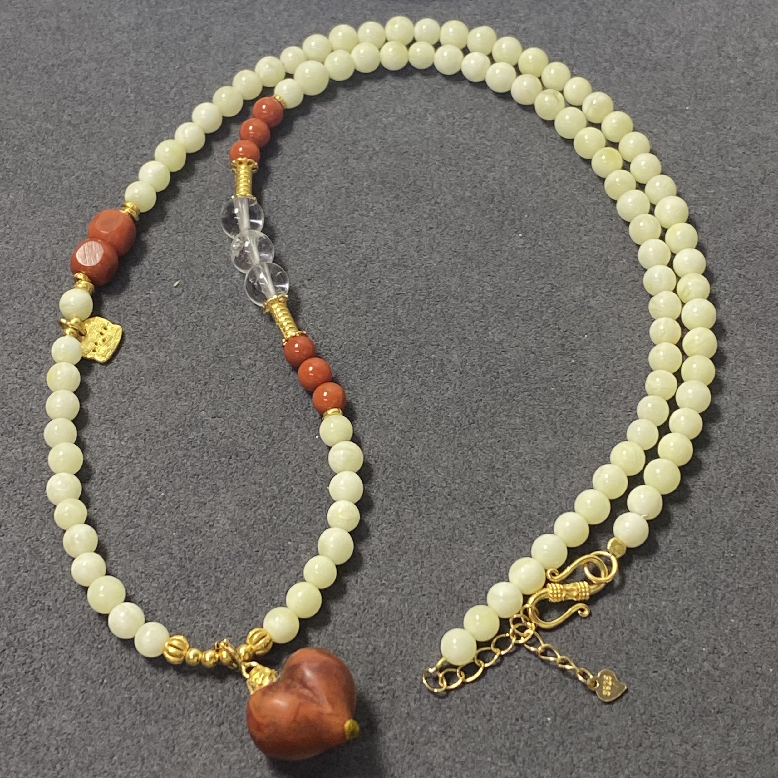 【亿轩珠宝】QX0693白蜡公主链diy南红屁桃&水晶4mm+