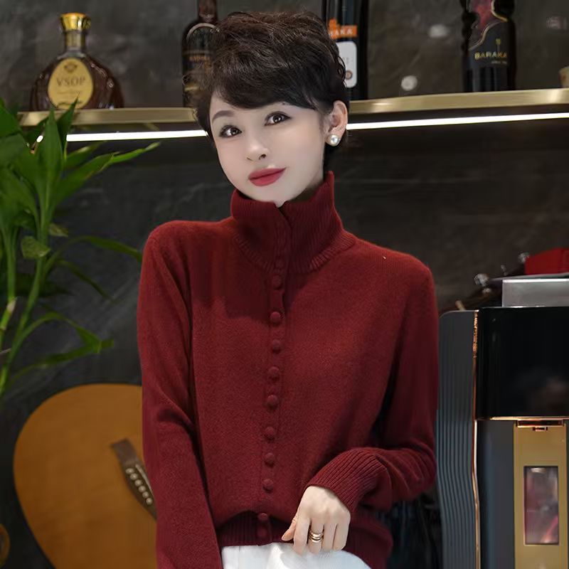 名港-【素雅温婉】纯羊毛气质立领针织衫 MG8355