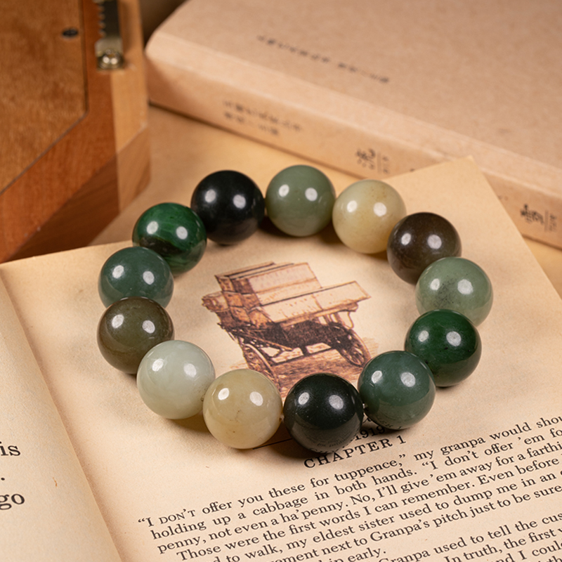 天然和田玉多宝圆珠手串手链18*18大圆珠，多样性发其一