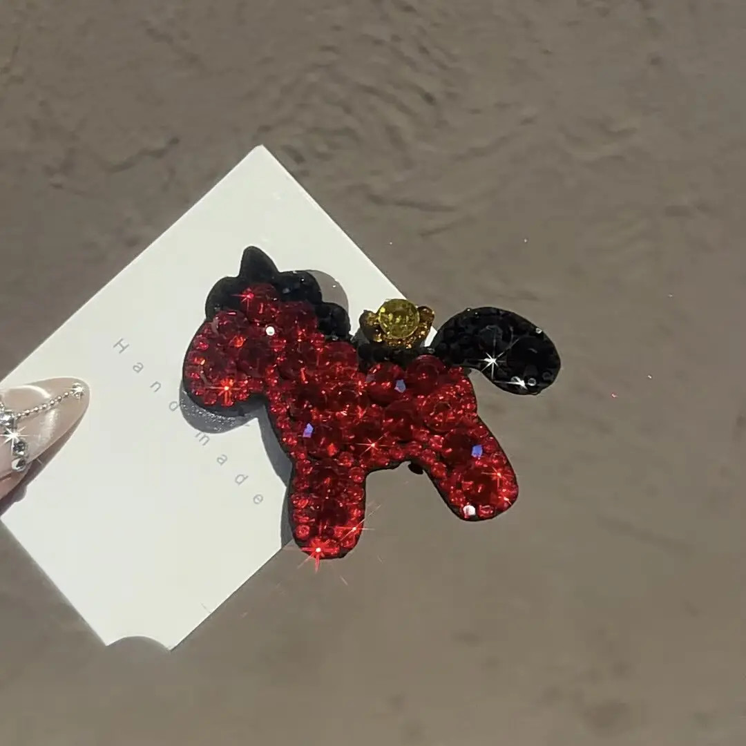 B-030甜美可爱元宝小马发夹气质刘海发卡百搭马年发饰满钻