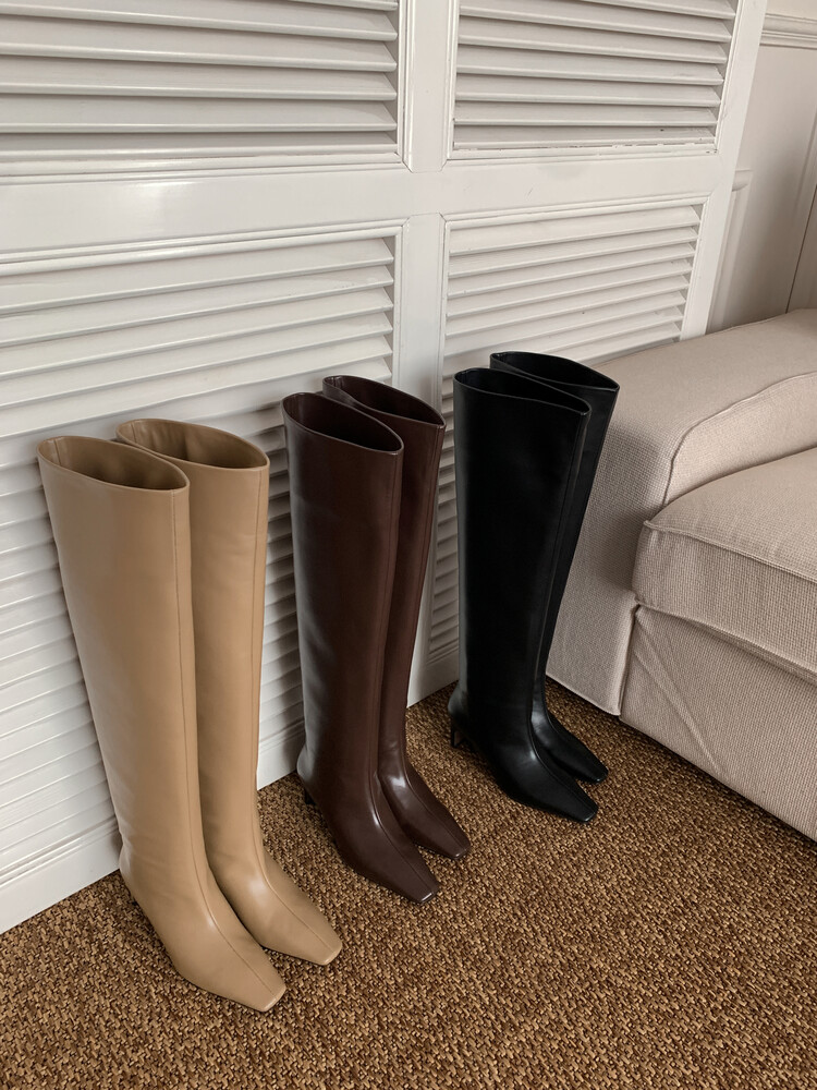 【清欢】*—5.5cm  超软中跟真皮百搭松弛堆堆靴 x2201清仓款