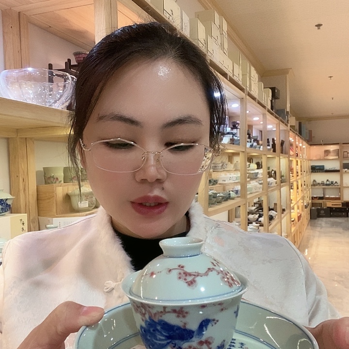 青花瓷器古风盖碗壶承