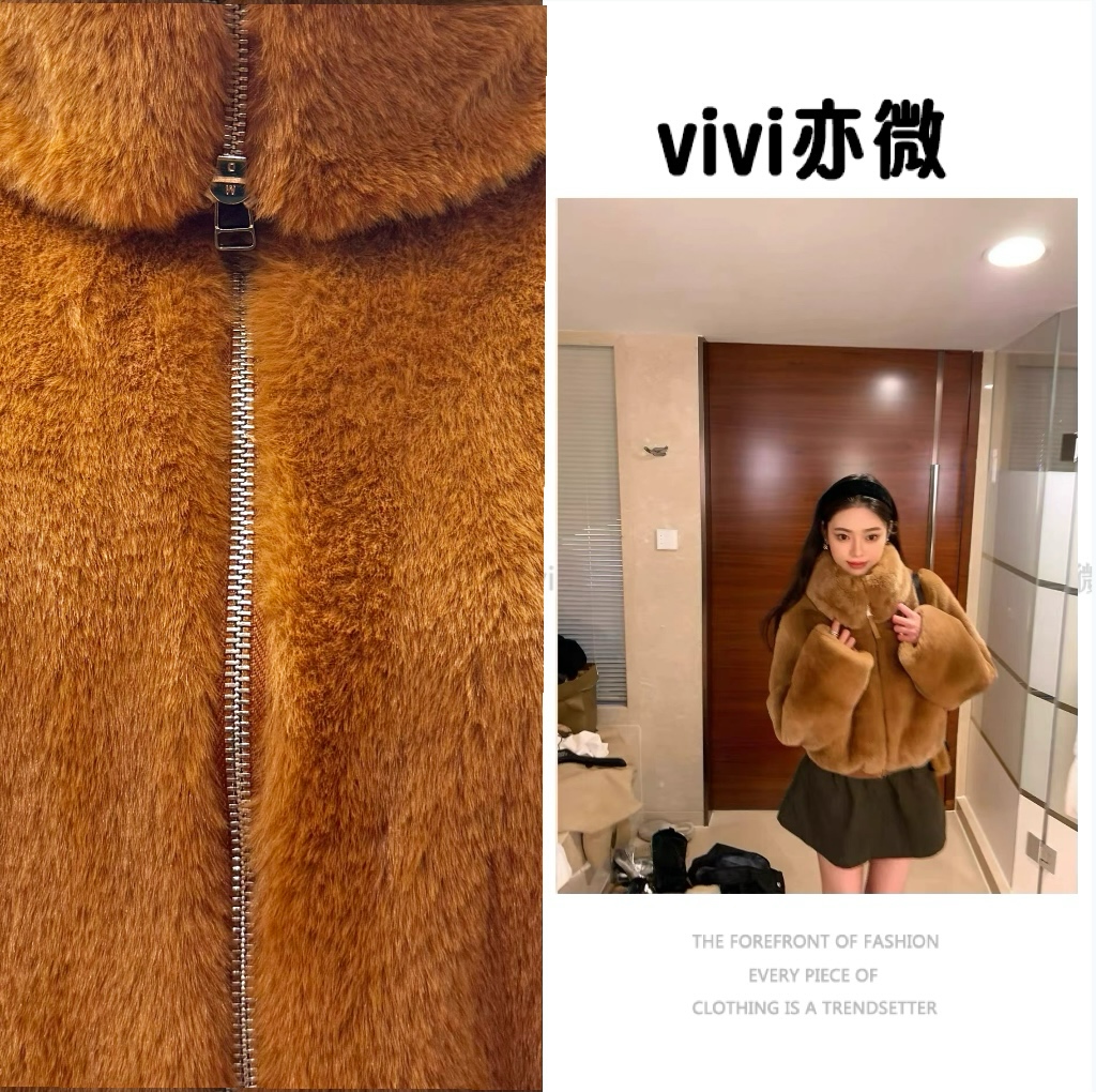 vivi亦微  |雷克斯獭兔环保版老钱风环保显瘦外套女2629