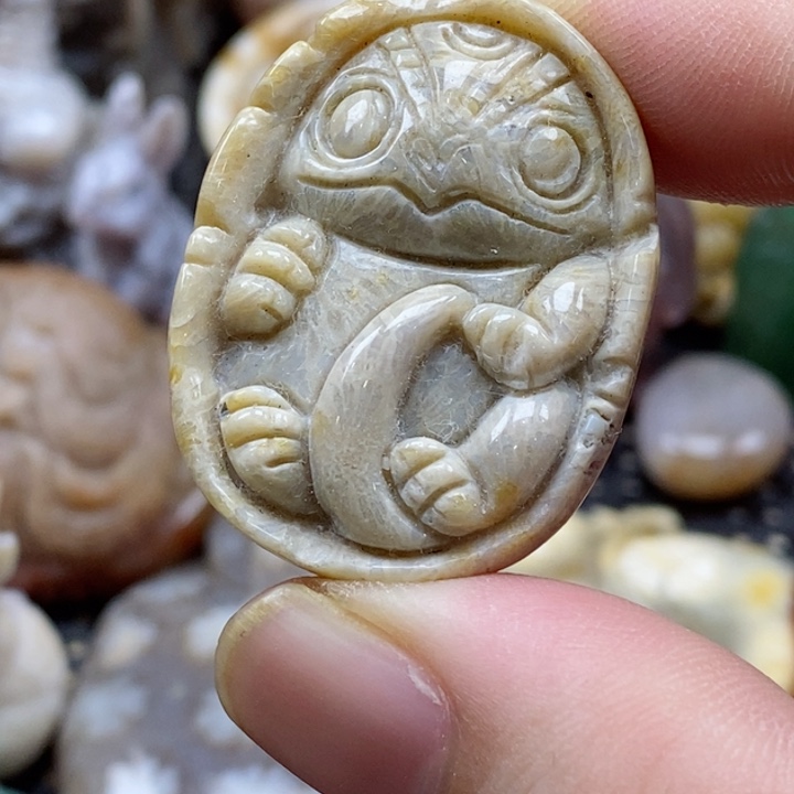 硅化珊瑚（珊瑚玉）颈饰未镶嵌有瑕小吊坠