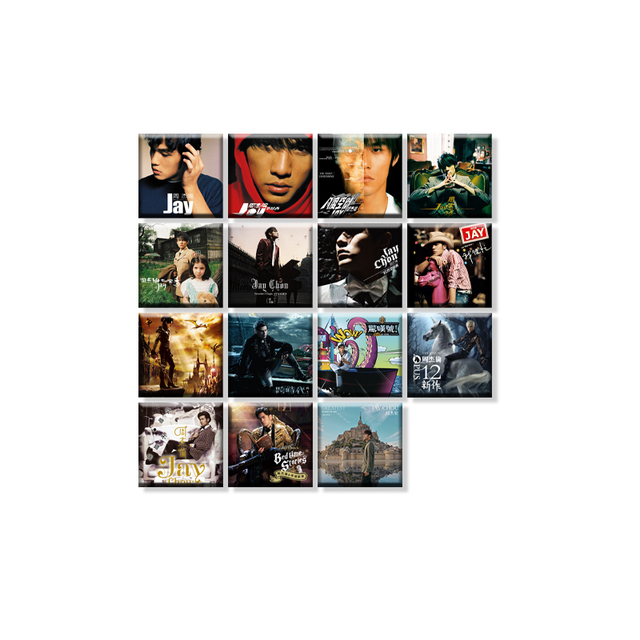 周杰伦专辑磁吸冰箱贴包邮水晶玻璃全套15张专辑封面演唱会周边