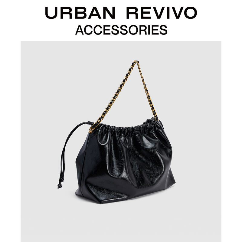 URBAN REVIVO2025夏季新款女士时尚抽绳单肩斜挎包UAWB50129