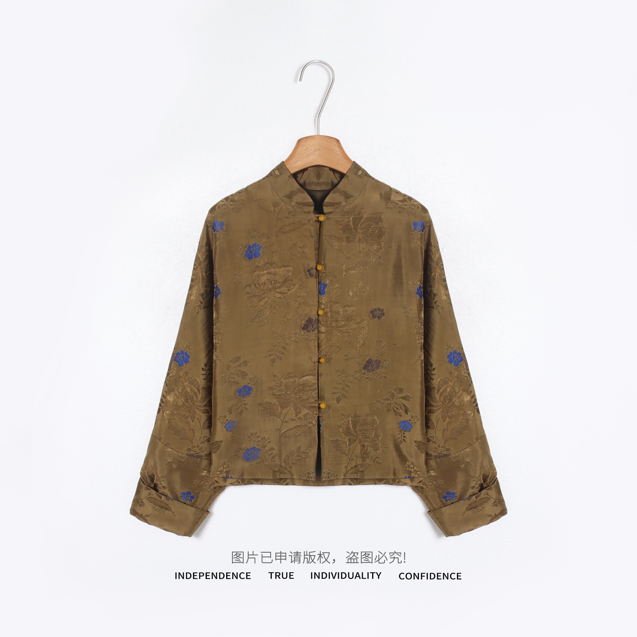 温温【如意】新中式刺绣花外套国风半立领上衣女春秋新款 11188（瑕）