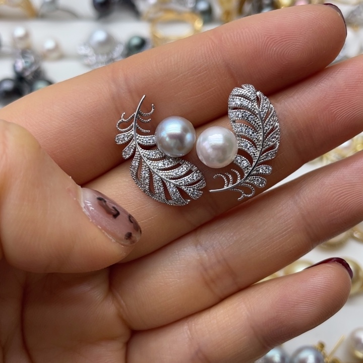 海水珍珠耳饰银S925镶嵌