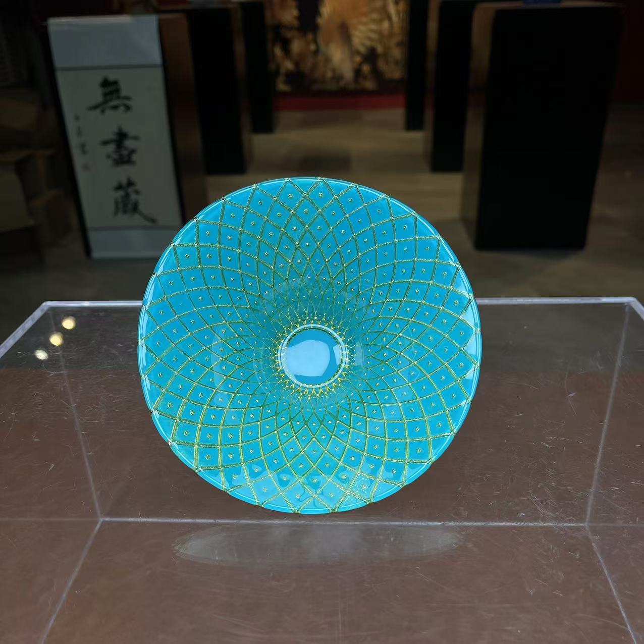 蓝色日式撇口果盘茶盘-F66（众）