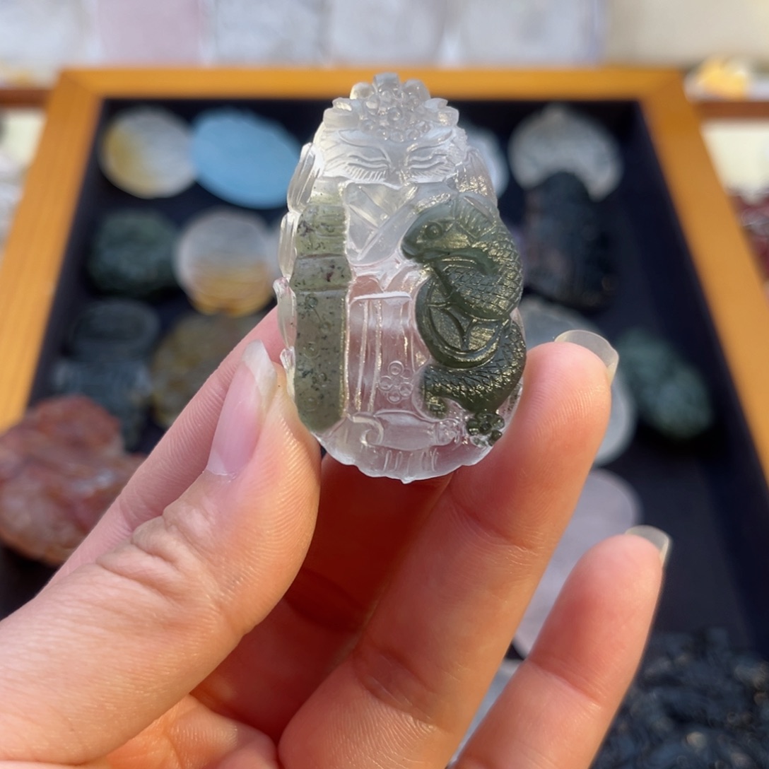 水晶颈饰未镶嵌八**财绿幽灵将军狐