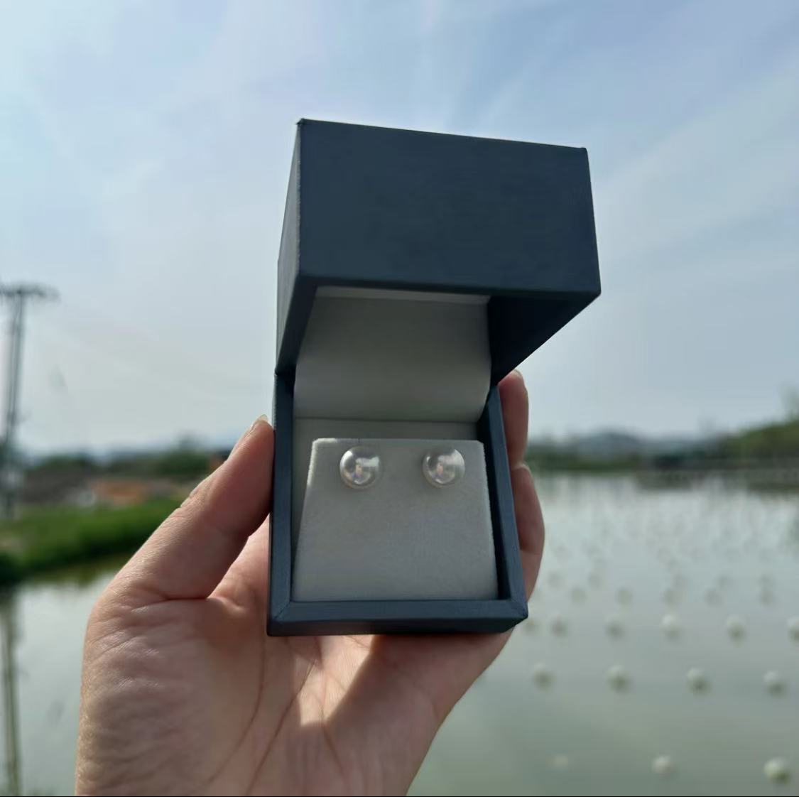 【到手两对大点位】淡水珍珠 极光无暇9mm素耳钉+高跟鞋耳钩非正圆