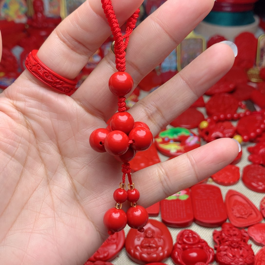 天然辰砂工艺品朱砂钥匙扣