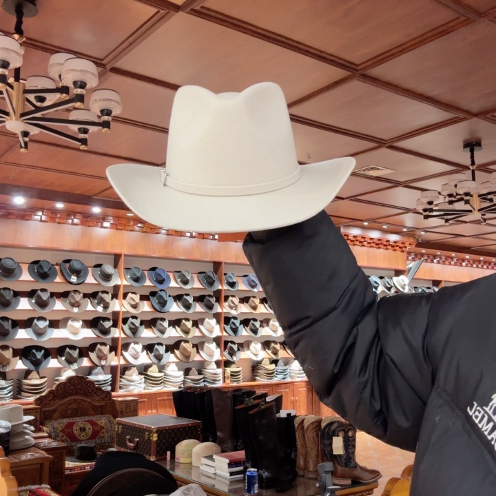 山羊绒西部牛仔小孩子帽子405白色