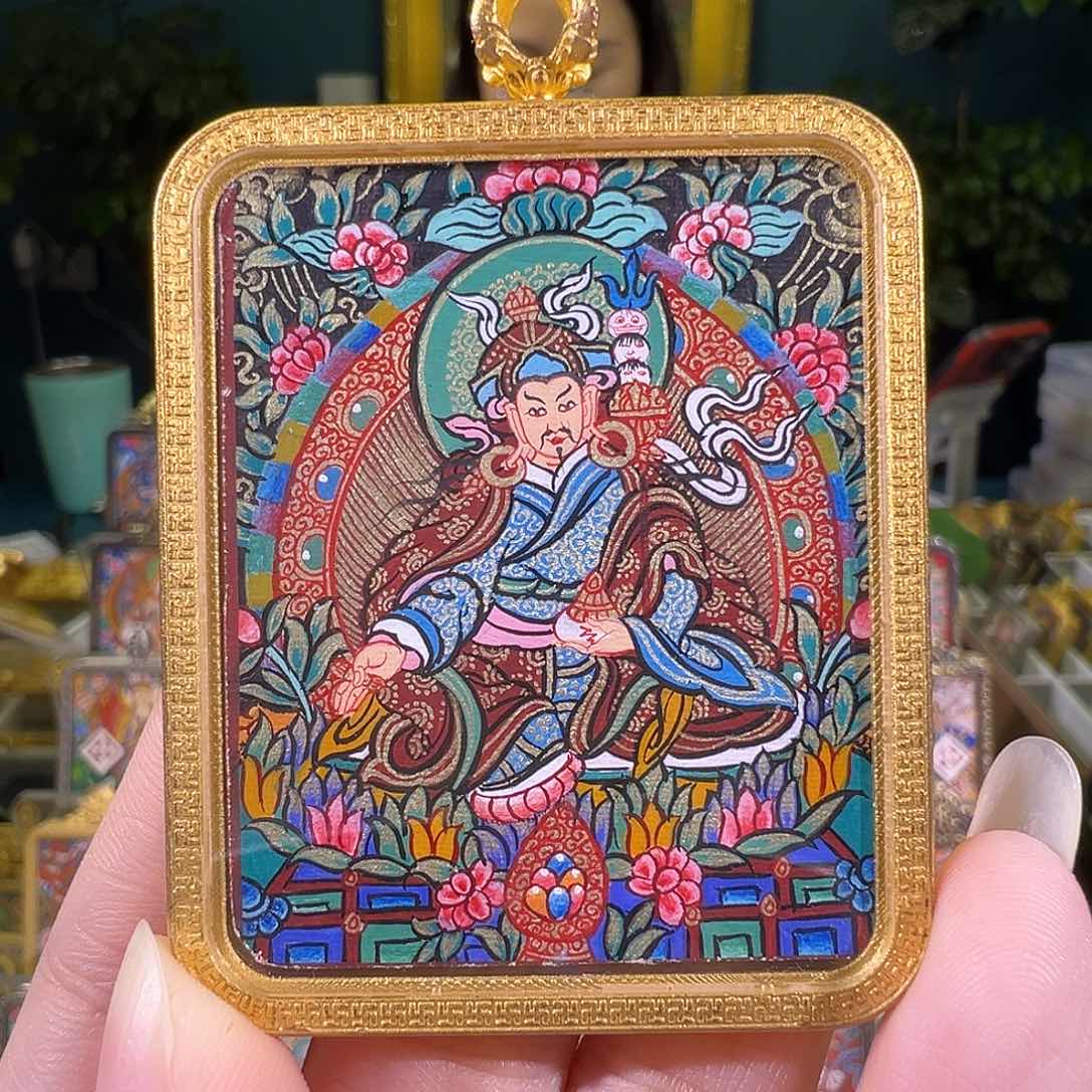 吊坠莲花生热贡纯手绘唐卡