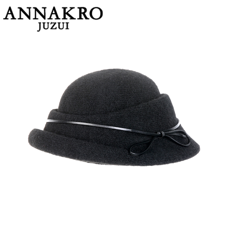JY安娜寇KTFD908019时尚秋冬羊毛针织宽边帽子女士法式礼帽