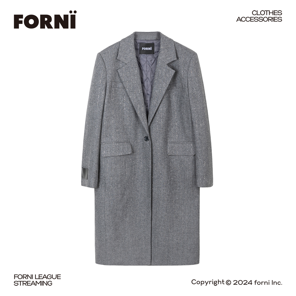 FORNI x YOYO 优雅永不过时 经典绵羊毛重工烫钻轻奢气质长款大衣