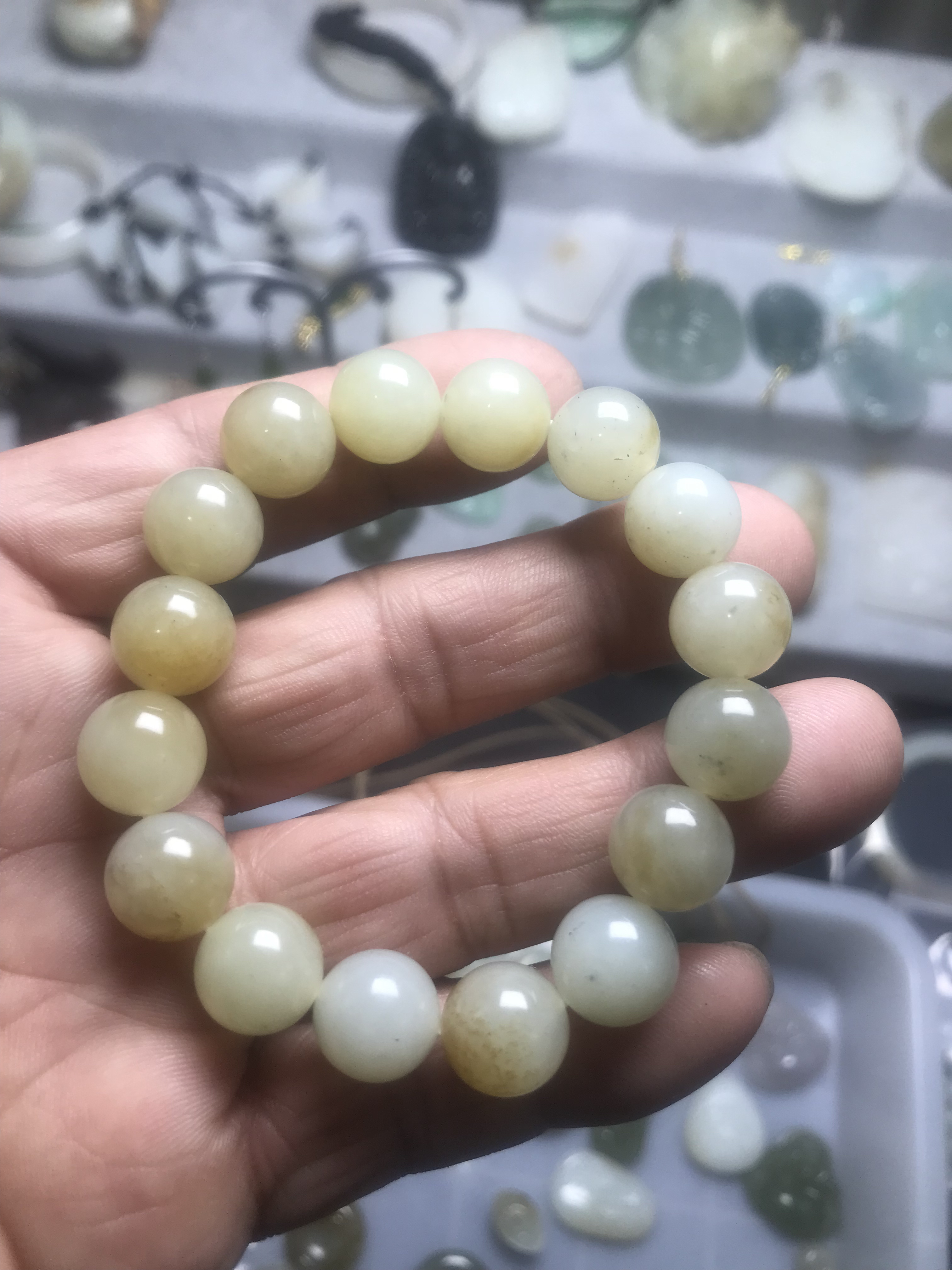 正品和田玉且末料手链