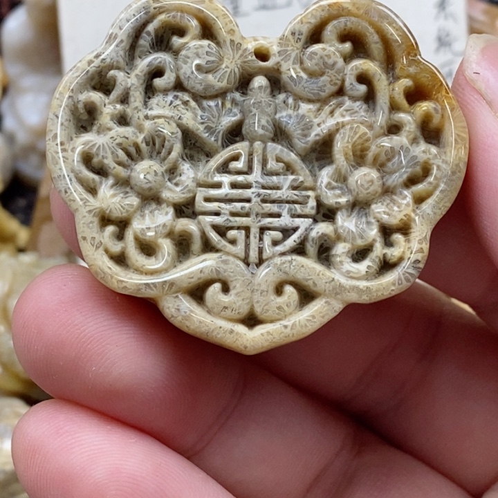 颈饰未镶嵌硅化珊瑚（珊瑚玉）