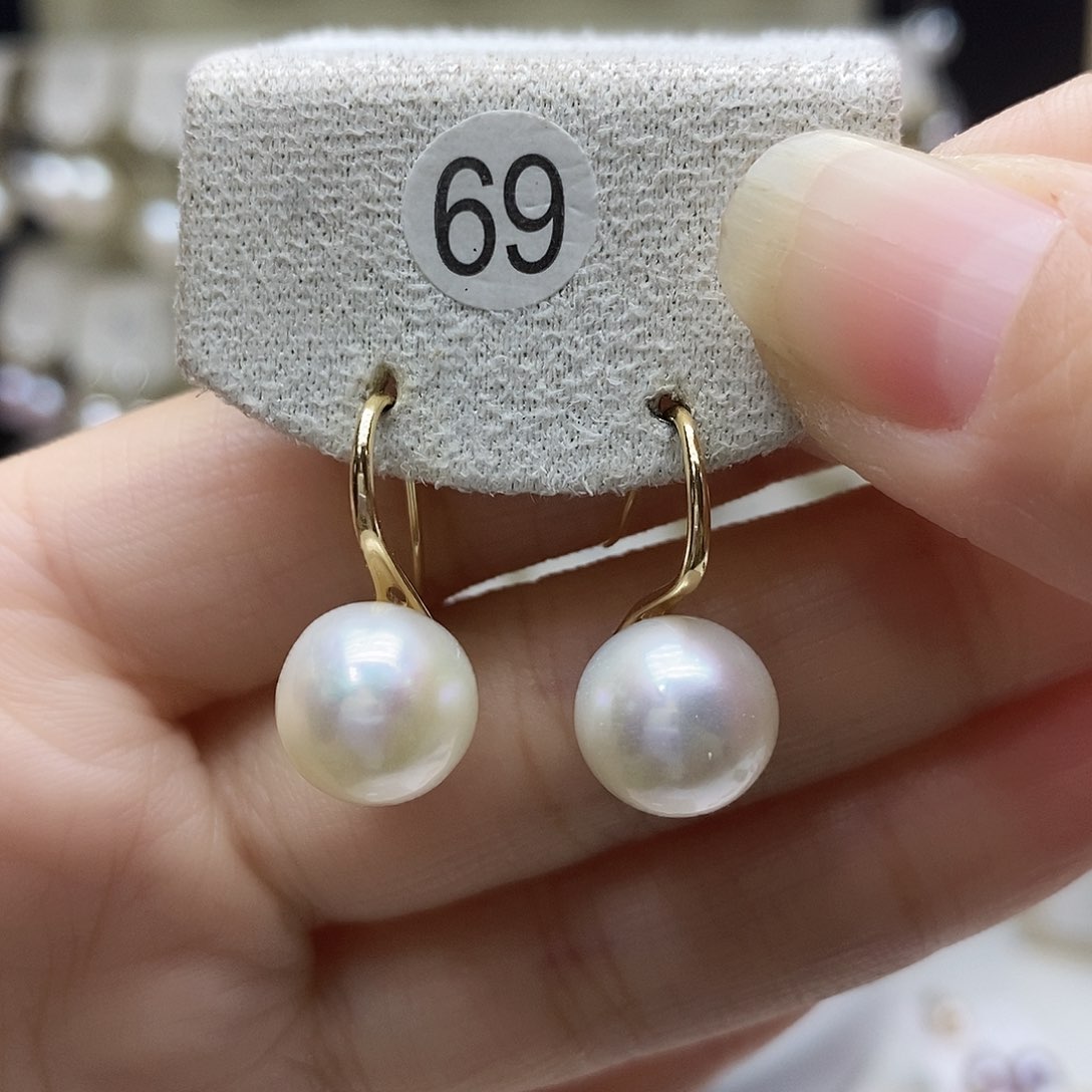 淡水珍珠耳饰银S925镀金镶嵌