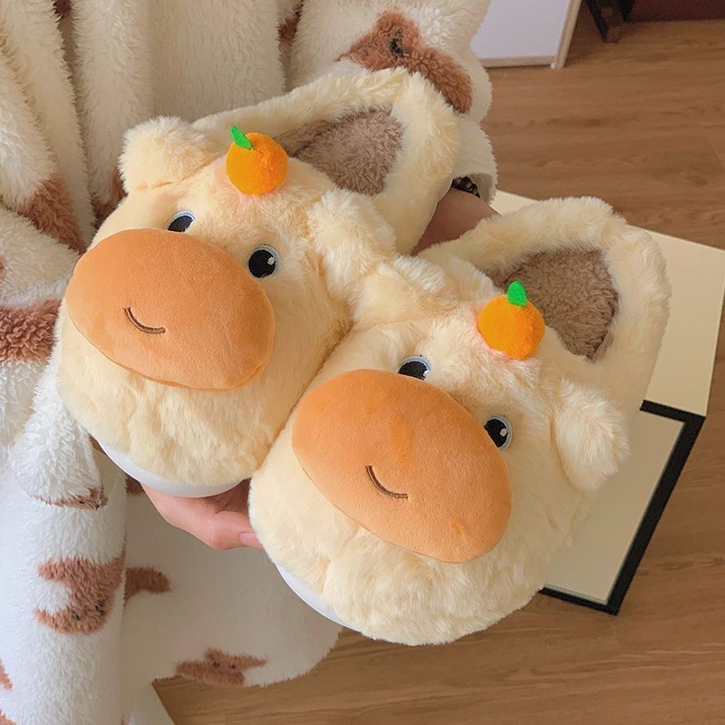 可爱水豚噜噜棉拖女居家棉拖鞋女加绒棉拖鞋男保暖鞋月子鞋GGG