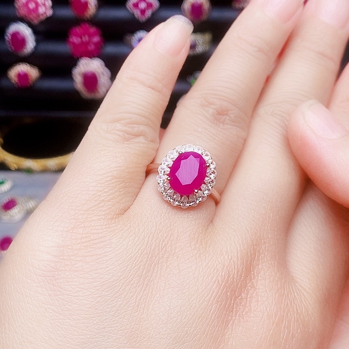 银S925镶嵌戒指红宝石