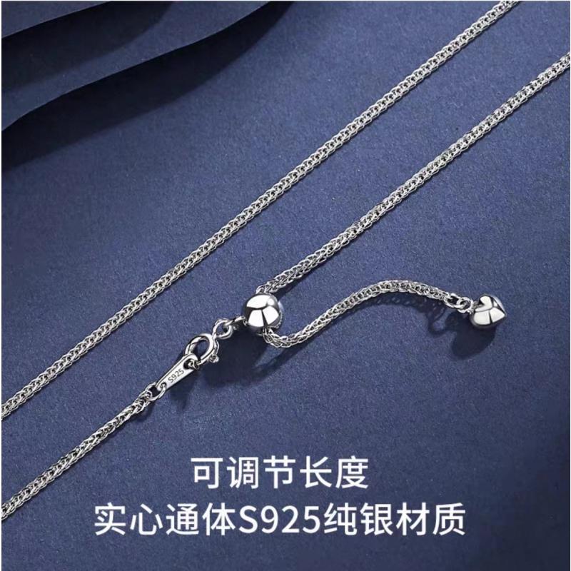 链子925银 925银万能链实心肖邦锁骨链可调节长短毛衣链DIY百搭