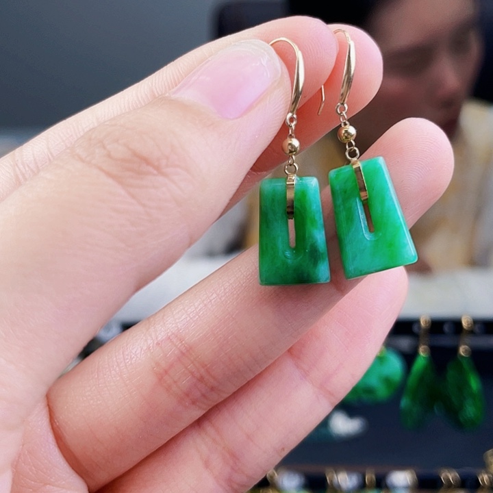 翡翠耳饰18K金镶嵌饰品