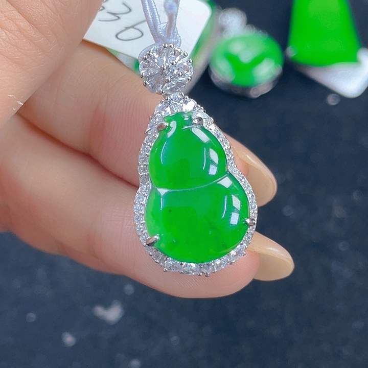 翡翠银S925镶嵌吊坠(不含链)