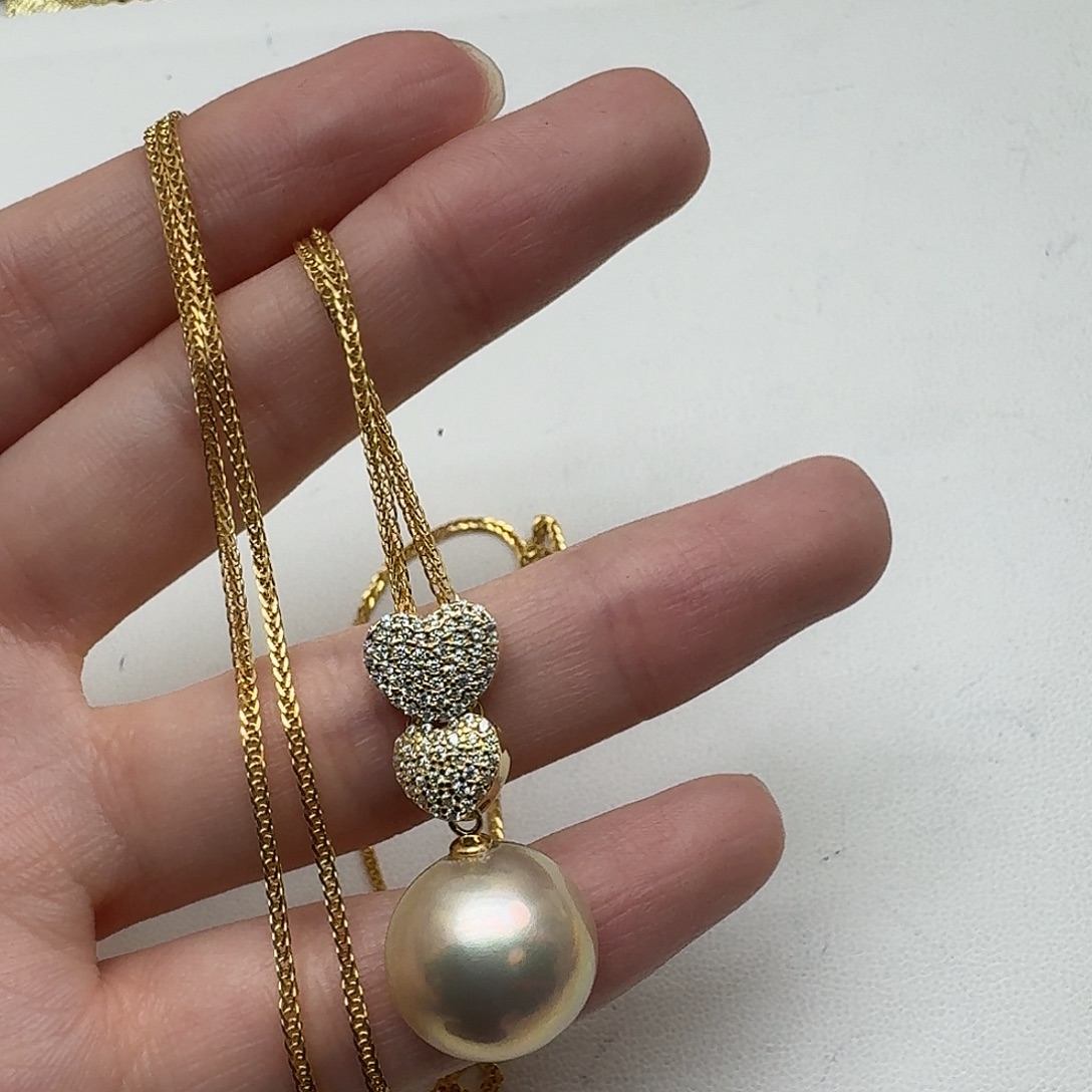 颈饰银S925镶嵌拼合珍珠（马贝珠）