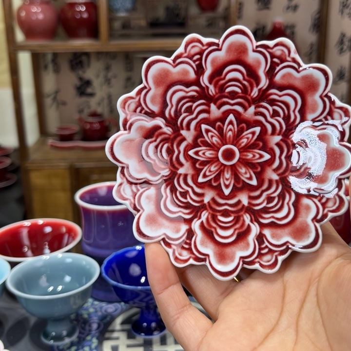 景德镇陶瓷浅行窑雪花杯垫