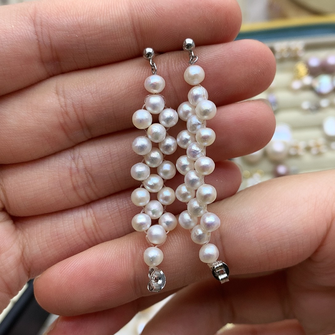 耳饰淡水珍珠银S925镶嵌