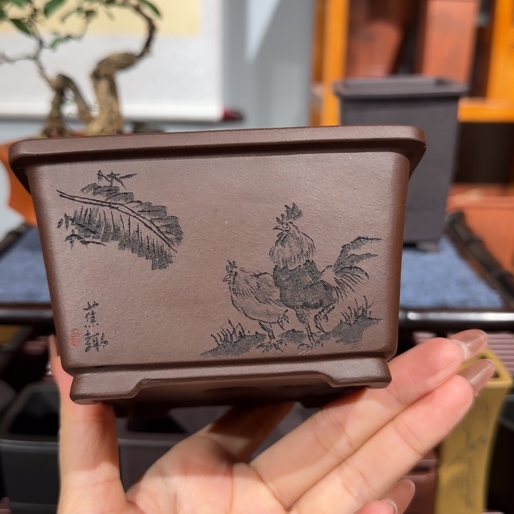 紫砂花盆口径10深度6