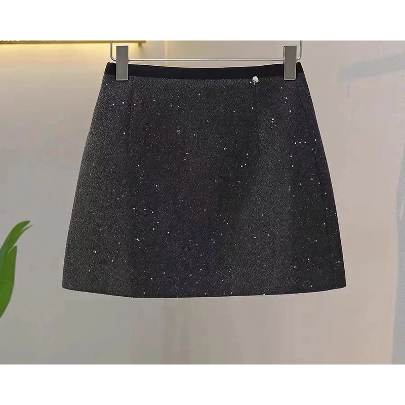 【冬日繁星】韩系高级感闪闪半身裙女冬新款纯欲高腰显瘦A字包臀裙