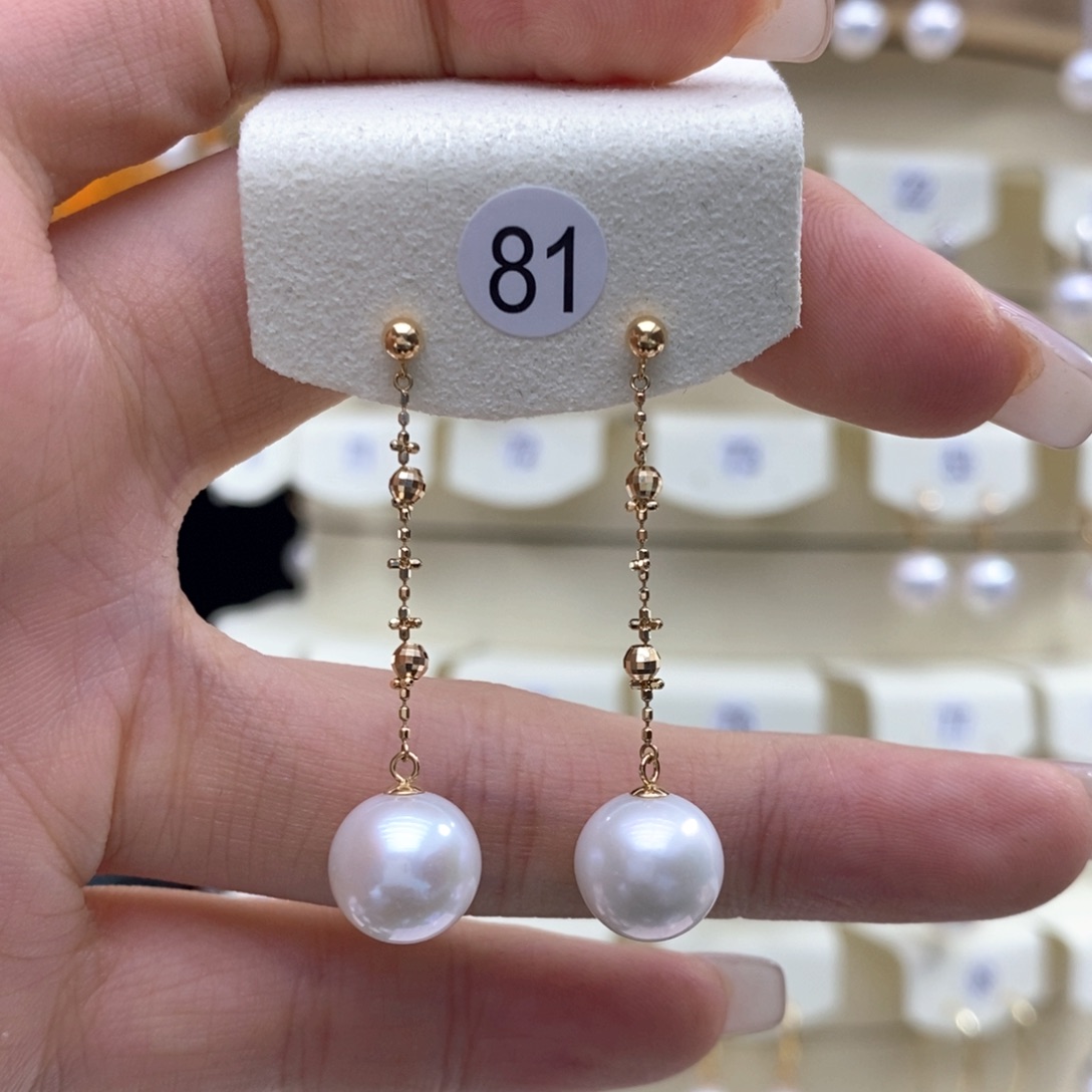 淡水珍珠耳饰18K金镶嵌