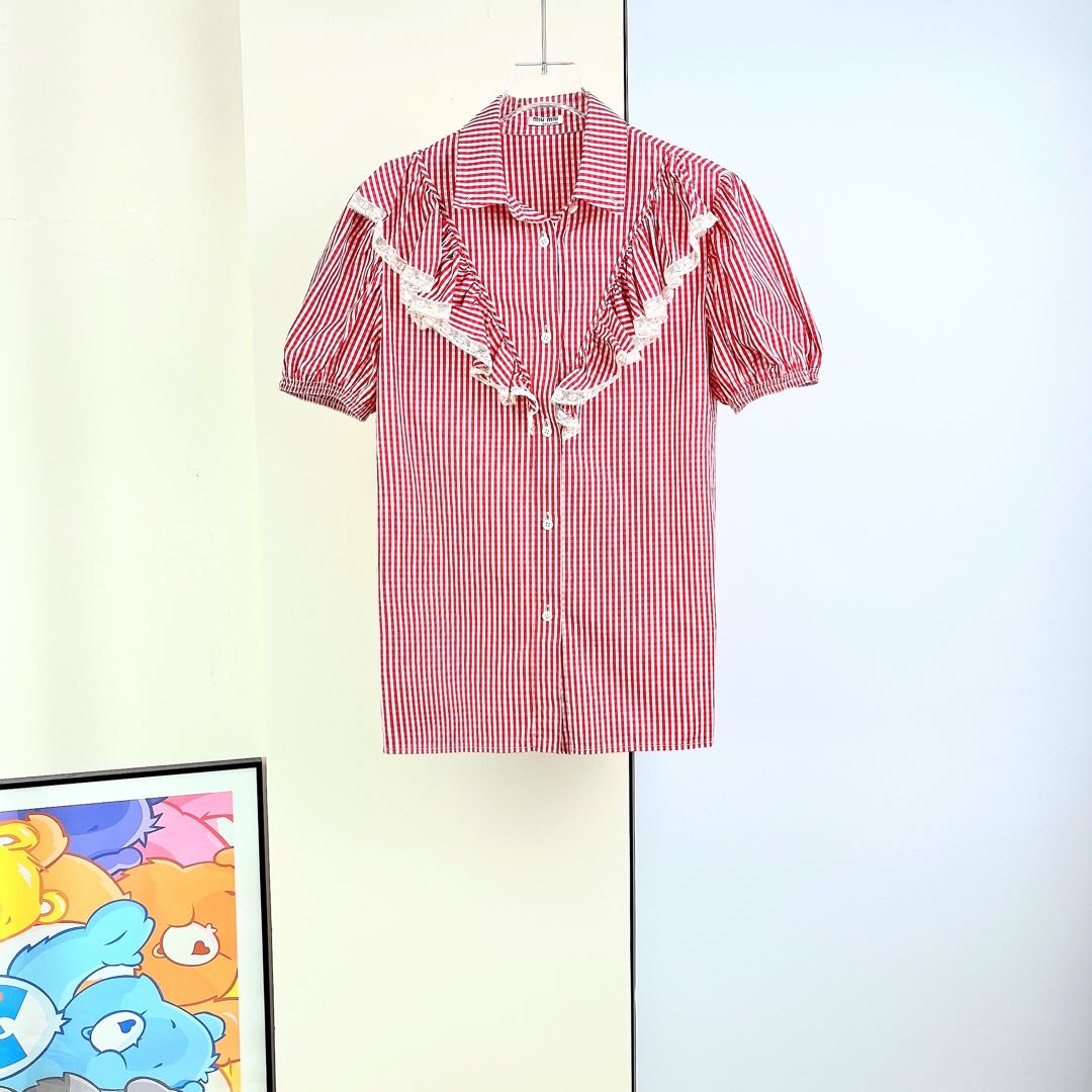 99新/ Miumiu/ 短袖衬衫/44码/Xspr4189