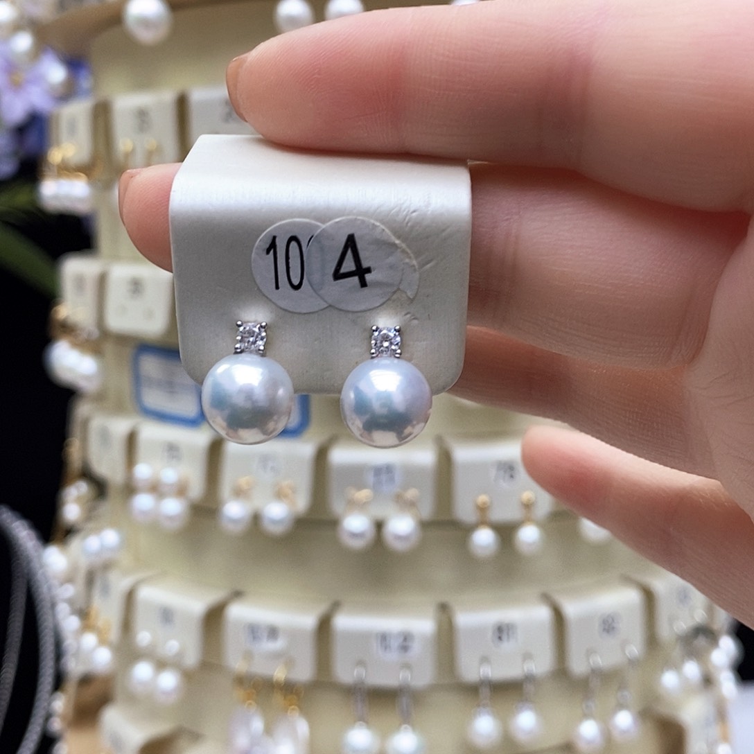 银S925镶嵌淡水珍珠耳饰