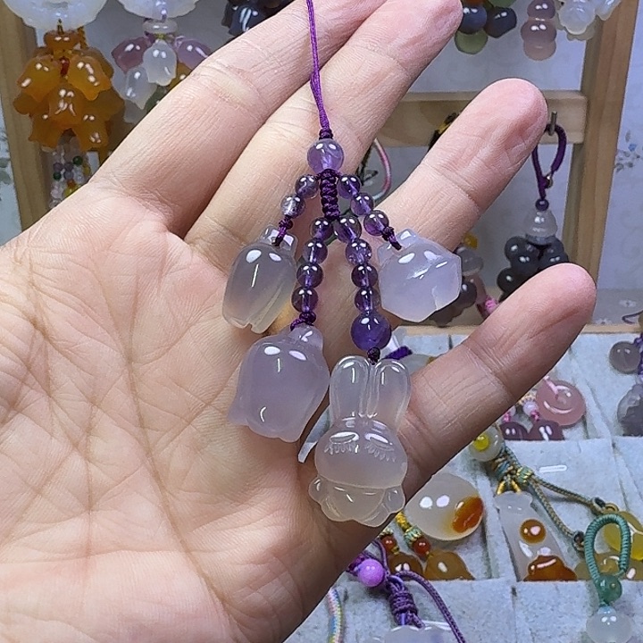 手机挂件，紫色款小玉兔