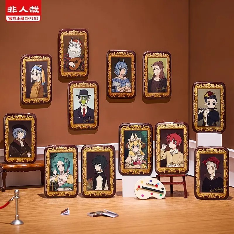 【代拆】非人哉名画系列马口铁徽章动漫卡通金色拉丝吧唧胸针盲盒