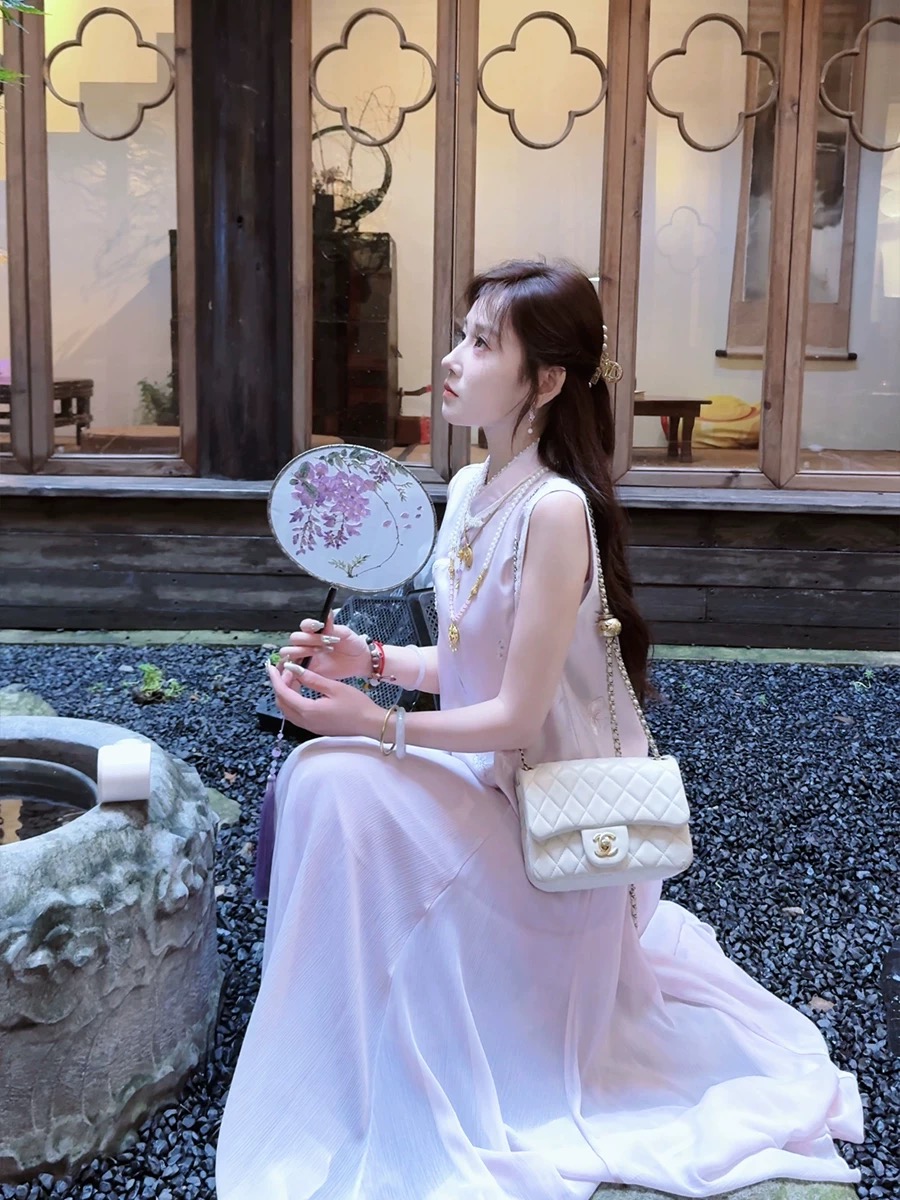 【紫五福•九紫离火】新中式刺绣马甲半身裙国风套装夏季女装