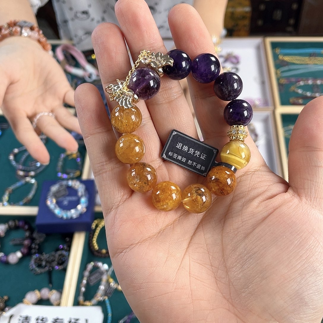 水晶手链银S925镀金镶嵌