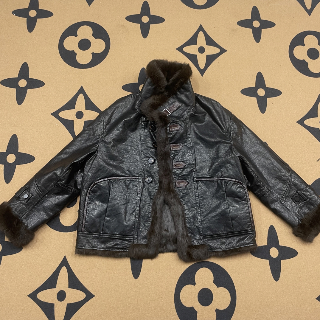 2025海宁新款牛皮外套冬季兔毛双面25888-B洋气休闲款