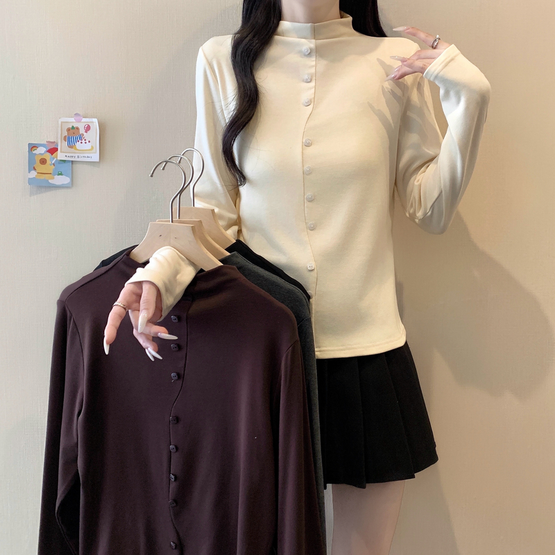 基础款半高领内搭T恤保暖长袖上衣时尚百搭气质大码女装新款秋冬