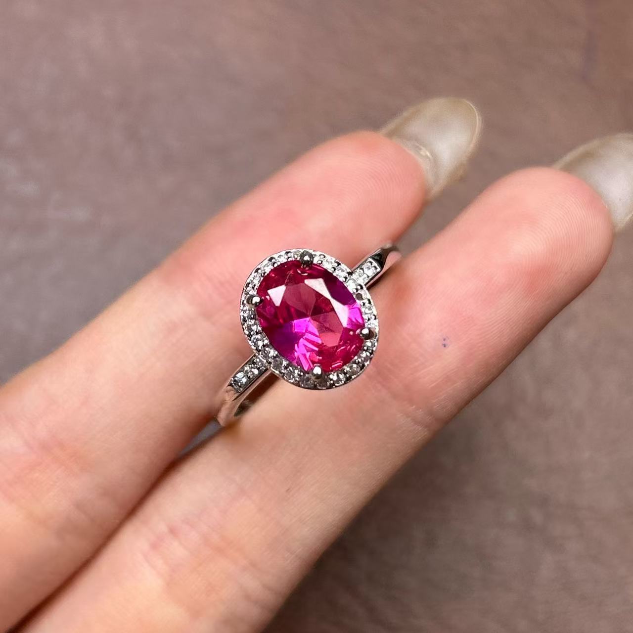 阿鲁沙-高贵典雅粉蓝宝-精工合金培育戒指144