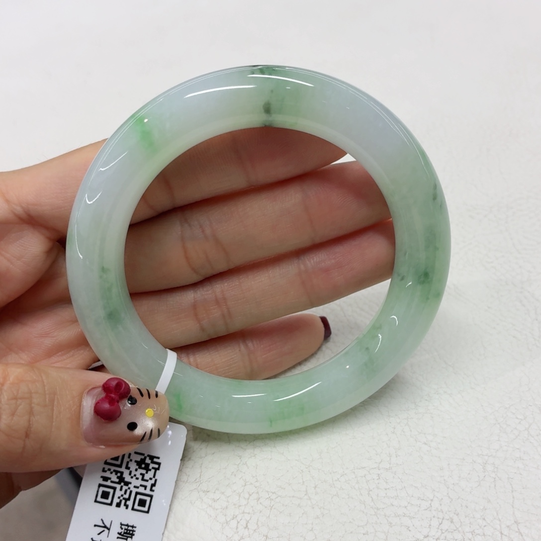 翡翠手镯未镶嵌缅甸翡翠手镯54圆条