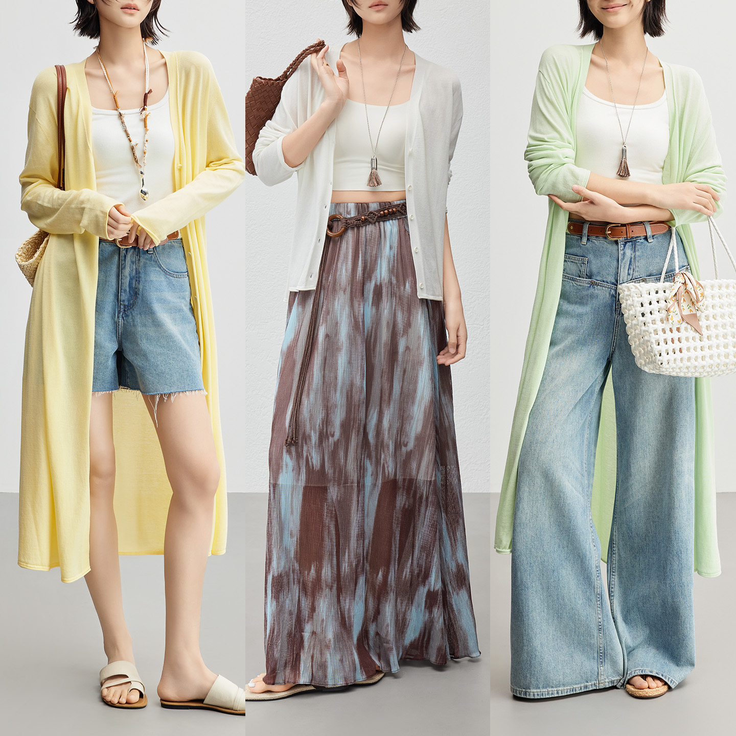 美洋MEIYANG 【商场同款】随性针织开衫 蚕丝天丝棉纱V领排扣