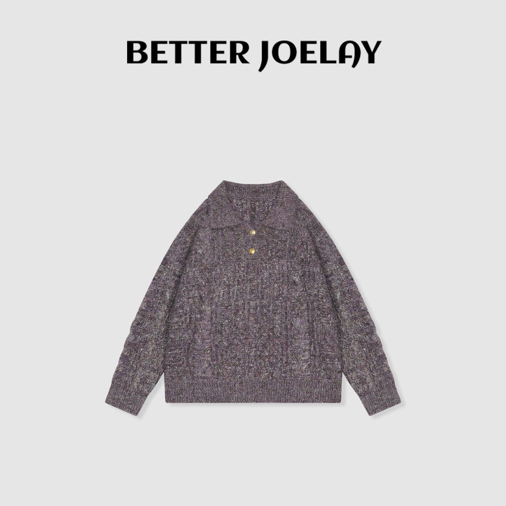 BETTER JOELAY-【朦胧紫系】羊毛针织套头毛衣个性慵懒LL6231