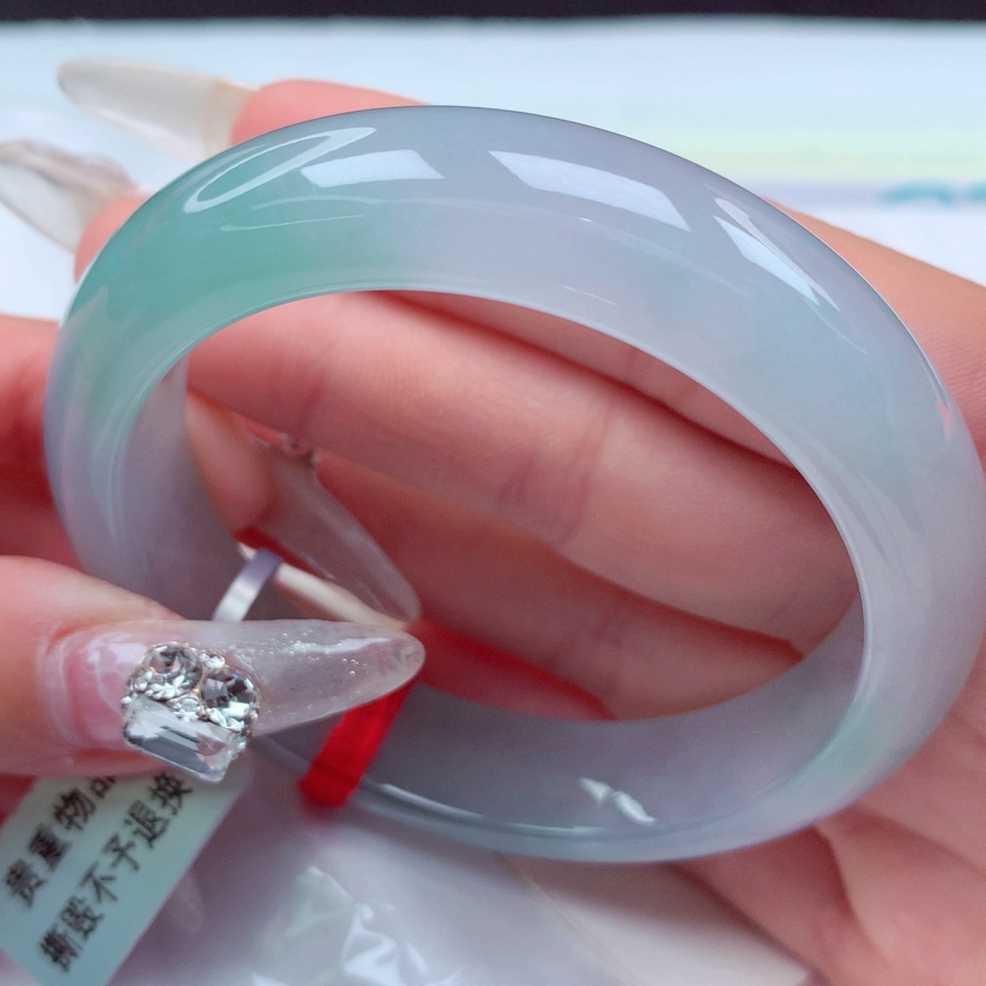 翡翠手镯未镶嵌天然缅甸翡翠A货手镯 35号